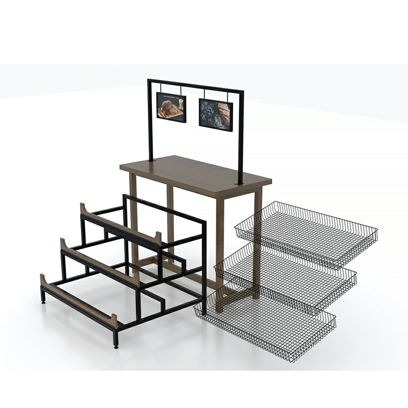 رف عرض مخبز خشبي