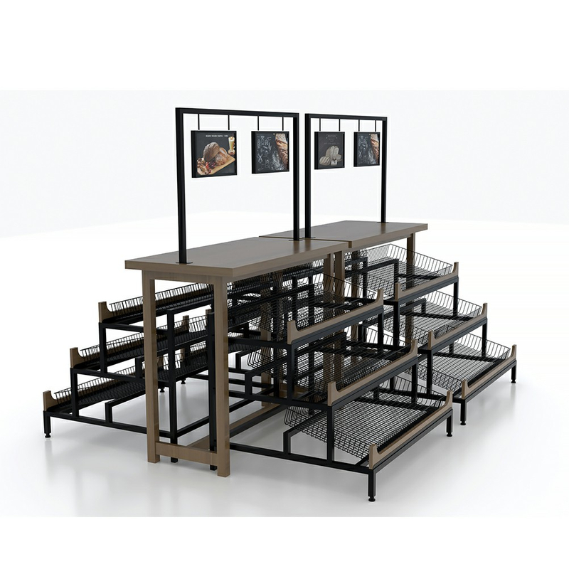 رف عرض مخبز خشبي