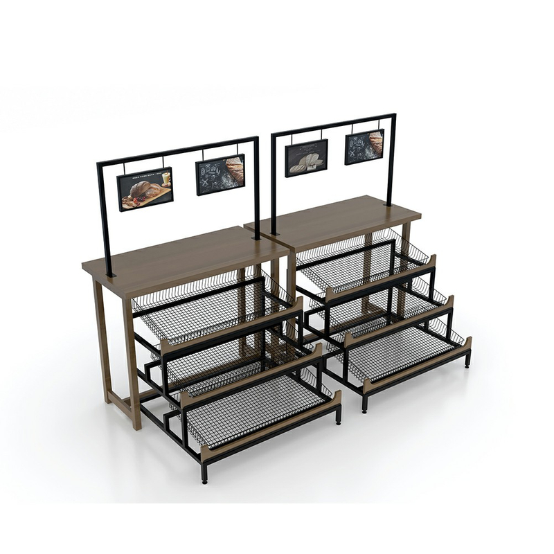 رف عرض مخبز خشبي