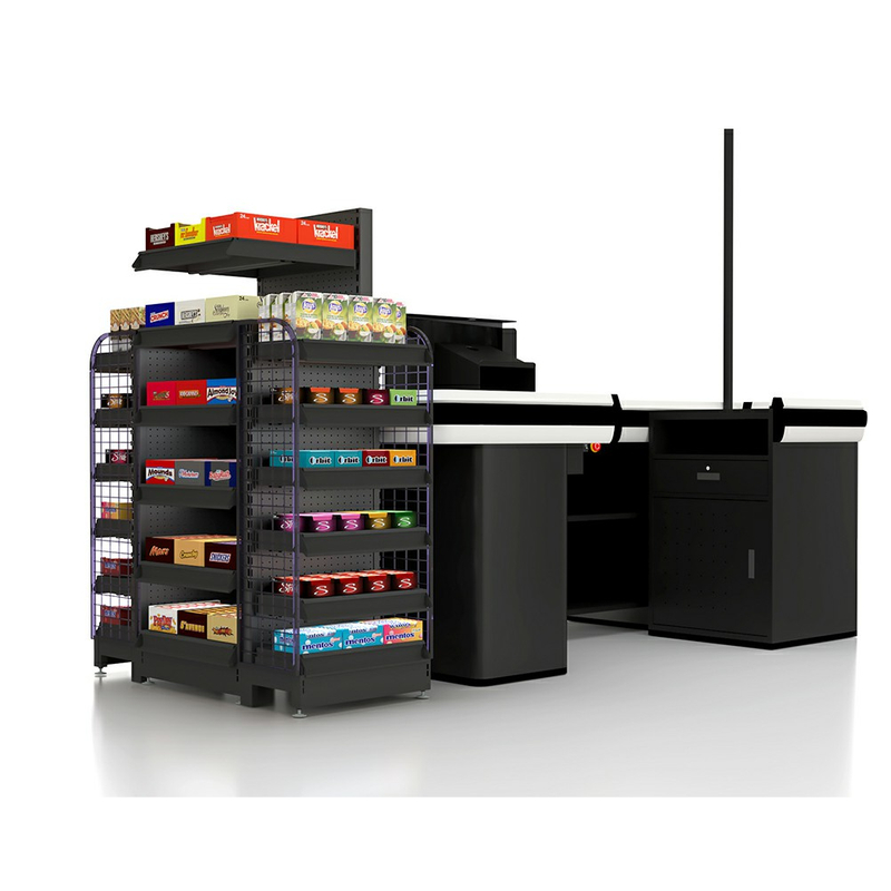 رف السوبر ماركت مع عداد الخروج